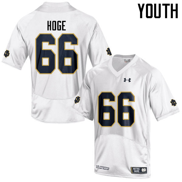 Youth #66 Tristen Hoge Notre Dame Fighting Irish College Football Jerseys-White - Click Image to Close